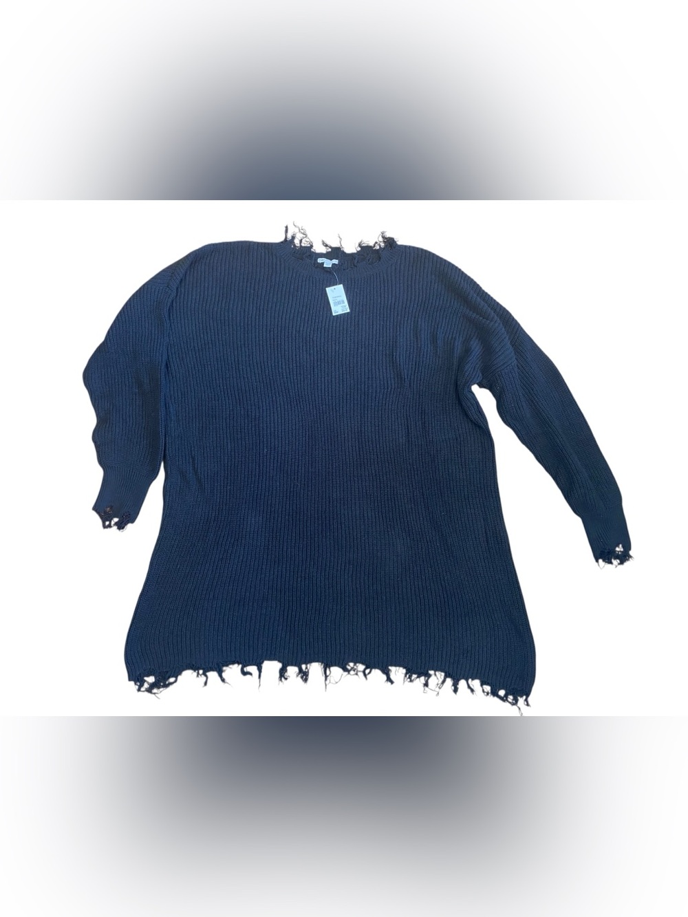 Cato Fall Knit Fringe Black Sweater